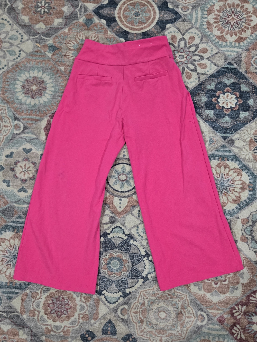 Dear Scarlett Hot Pink Wide Leg Cropped Retro Resort Elevated Corporate Trousers - Picture 6 of 8